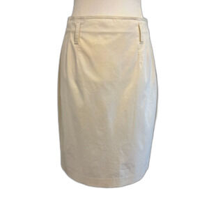 Theory White Pencil Skirt Cotton Knee Length Size 6 Career Office Work Business